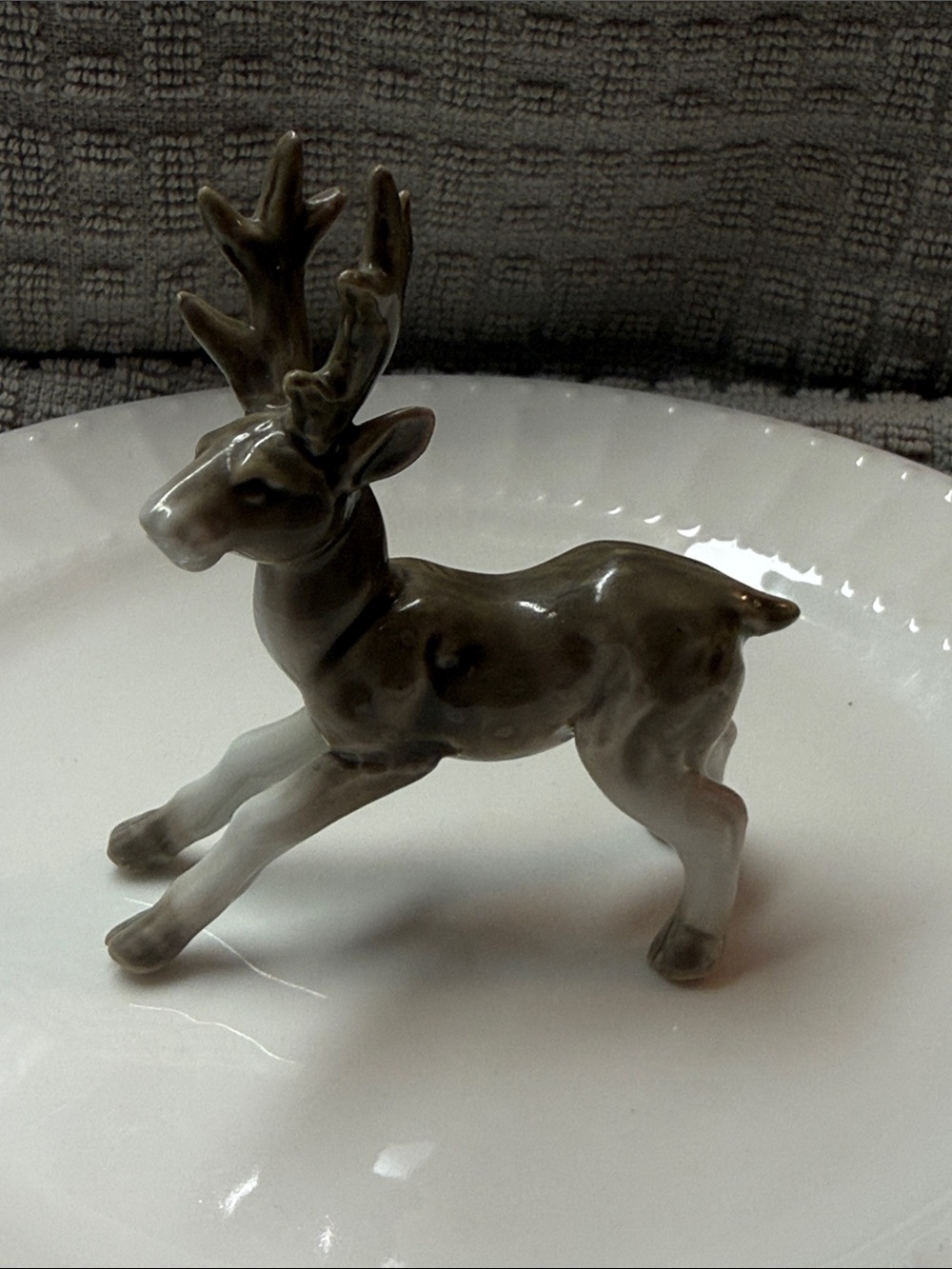 Vintage Gray Ceramic Reindeer Figurine